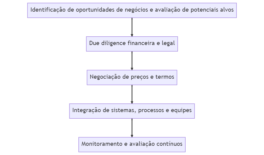 Fusão e Aquisição: Um guia completo sobre o processo de M&A fluxograma do processo de fusão e aquisição M&A