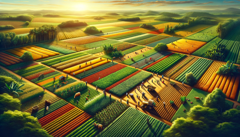 NIF E-1: Actividades Agropecuarias. - photo of a vast farmland with diverse crops and farmers working diligently in the fields, representing the essence of agricultural activities