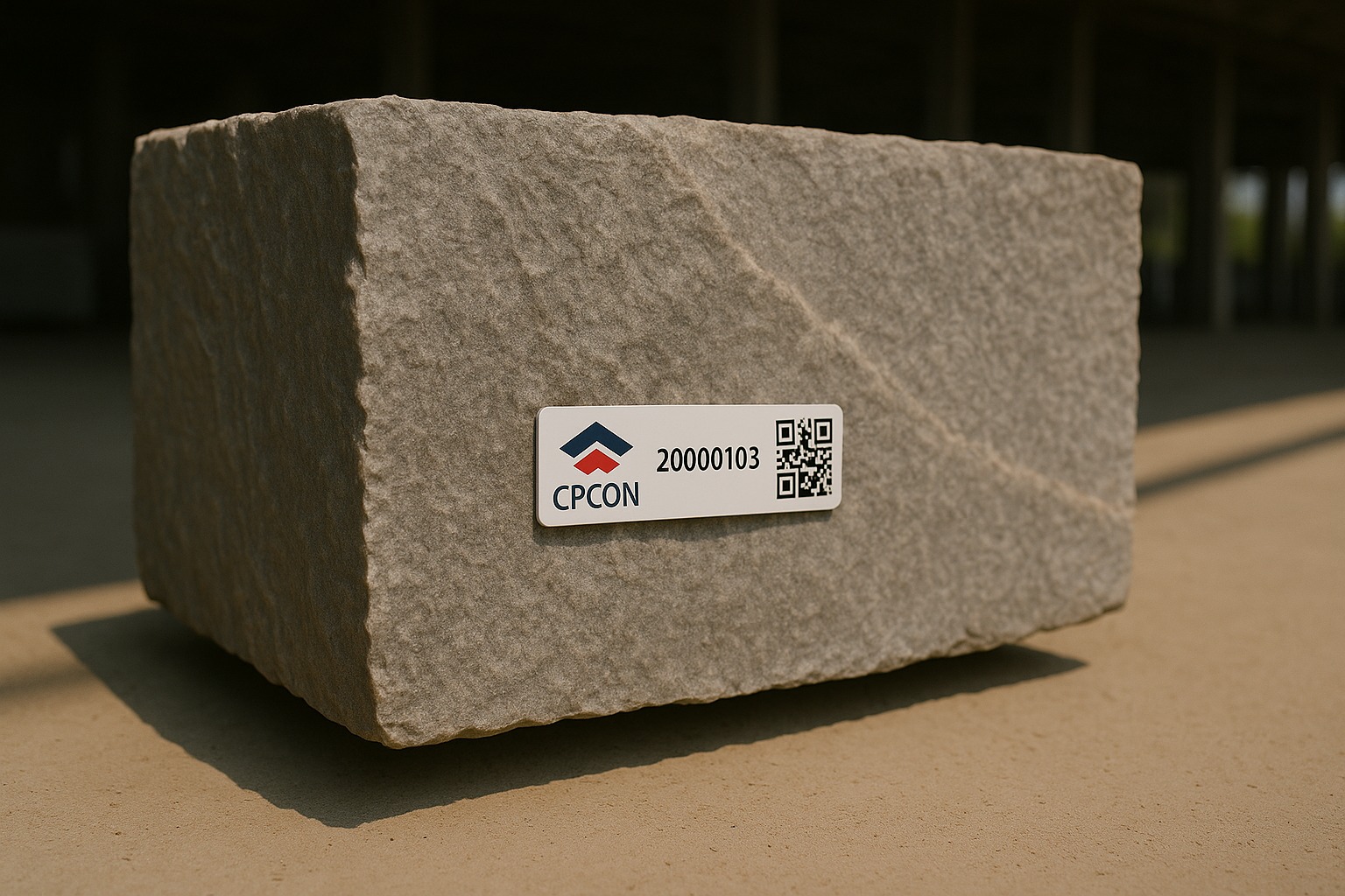 logística de blocos de granito com RFID