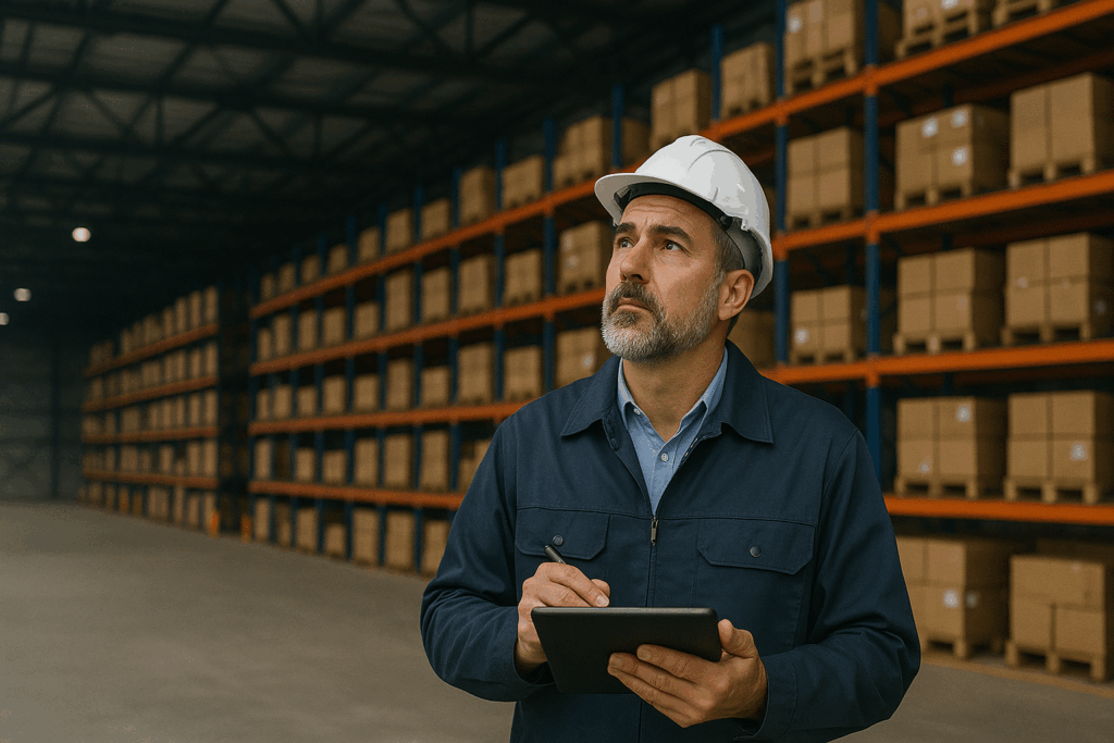técnico inspecionando um galpão - avaliação de imóveis PPI