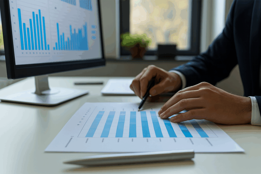 Reforma Tributária pressiona empresas por controle patrimonial e adequação fiscal já em 2025 reforma tributária e controle patrimonial - executivo analisando dados nos papéis e computador